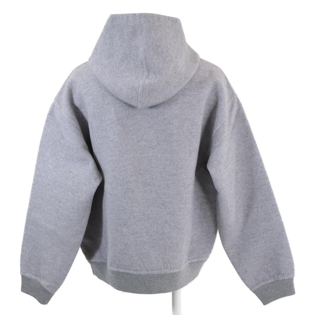 Louis Vuitton Authentischer Staples Edition Woll-Kaschmir Doubleface Hoodie Pullover mit Lederetikett (HHB68WOWC) Oberteile M grauGebraucht