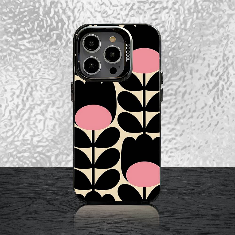 Multi Stem O-Orla K-Kiely Folio Phone Case For iPhone 16,15,14,13,12,11,Pro,X,Max,Plus,Mini,SE Black Candy Matte Shockproof Case
