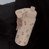 Durable Stainless Steel Water Bottle Tulip Pattern Straw Cup Insulated Water Bottle  Sports