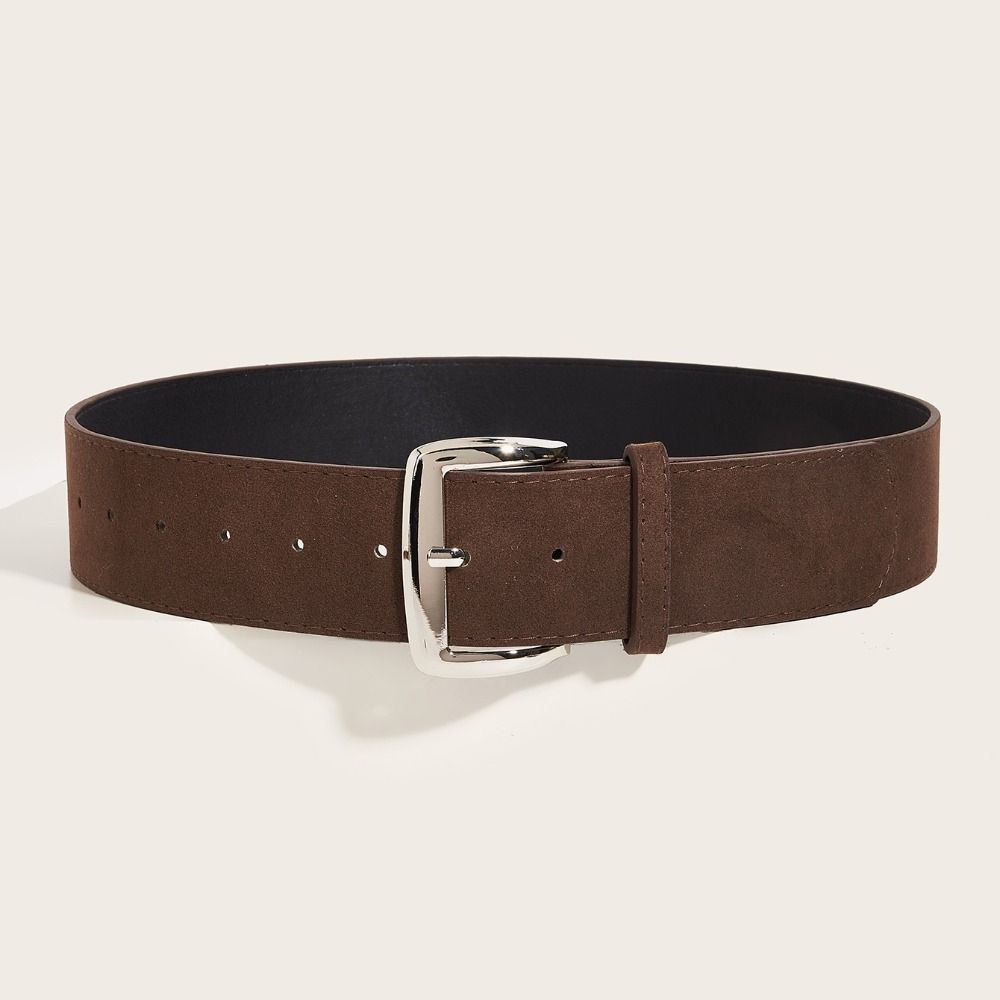 Trendy Pin Buckle Waistband Luxury Design Business Waist Strap Retro Suede Leather Wide Belt  Gifts