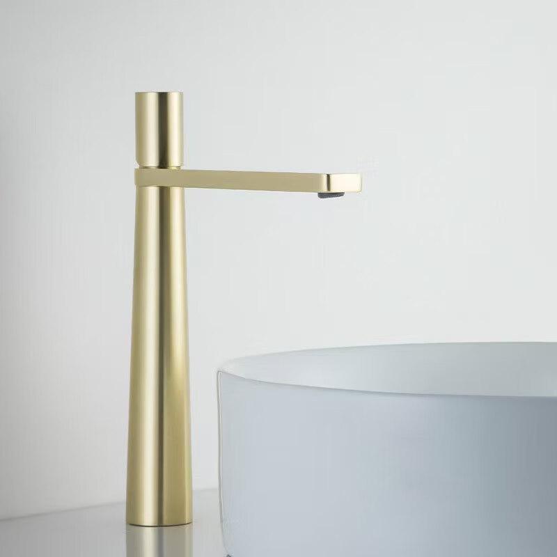 TLXT Brushed Gold Tall Single Cold Basin Faucet