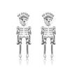 1-10 Pairs Goth Stainless Steel Stud Earrings Skeleton Dangle Trendy Punk Jewelry Men Women's Piercing Cool Halloween Decoration