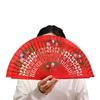 Traditional Folding Fan Artistic Hand Paint Design Natural Wood Fan Cultural Home Display Ornament
