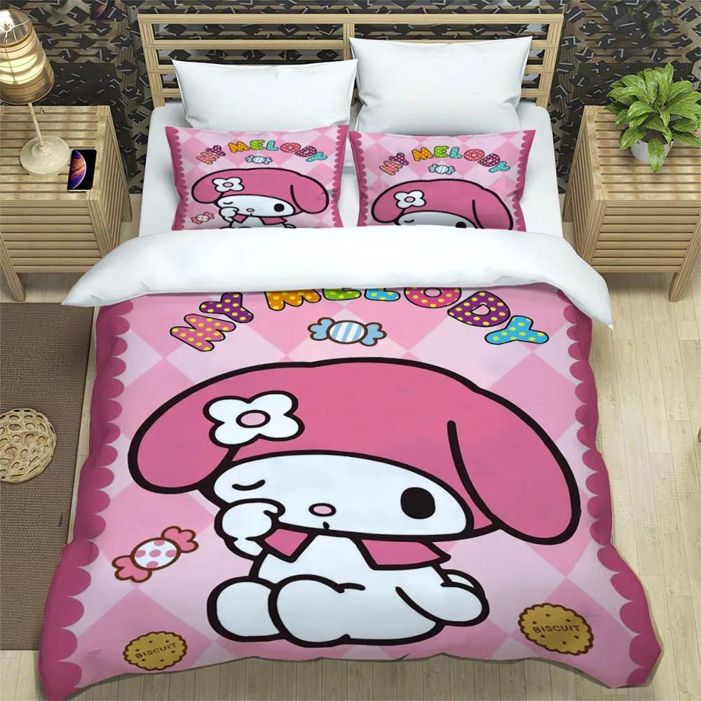 Cute My Melody Bedding Sets Exquisite Bed Pillowcase Children Duvet Cover Bed Comforter Set Bedding Set Luxury Birthday Gift