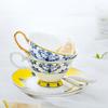 High bone porcelain, blue and white porcelain, ceramic coffee cups and plates, afternoon tea cups with spoons
