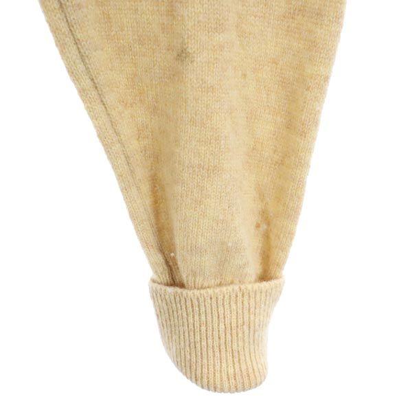 Lacoste 70s Vintage Wool Long Sleeve V Neck Knit 3 Beige Sweater Men's Used