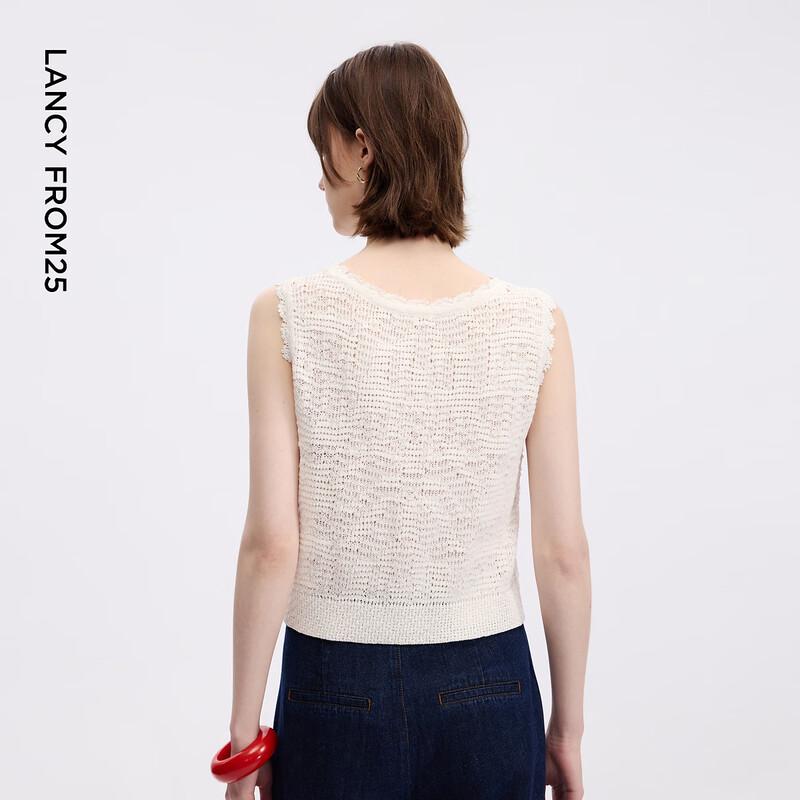 LANZHI V-Neck Lace Knitted Vest