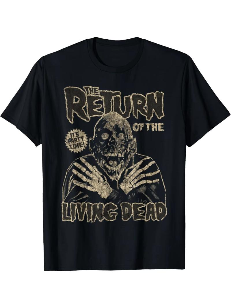 

Featuring zombie patterns and damaged prints Retro Dead Dawn horror movie Unisexs Tshirt for Halloween and Christmas gifts S
