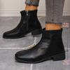 New Soft Leather Square Toe Versatile Low-heeled Shoes, Dr. Martens Boots and Women's Shoes