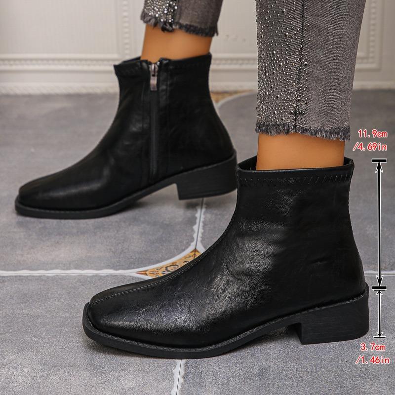 New Soft Leather Square Toe Versatile Low-heeled Shoes, Dr. Martens Boots and Women's Shoes