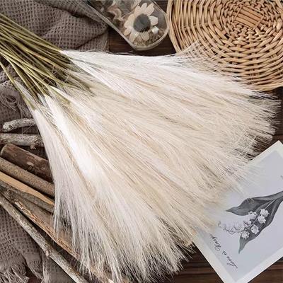 50PCS Fluffy Pampas Grass Bouquet Dried Pampas Artificial Flowers Wedding Home Farmhouse Supplies Vase Decor Fake Plant Floral