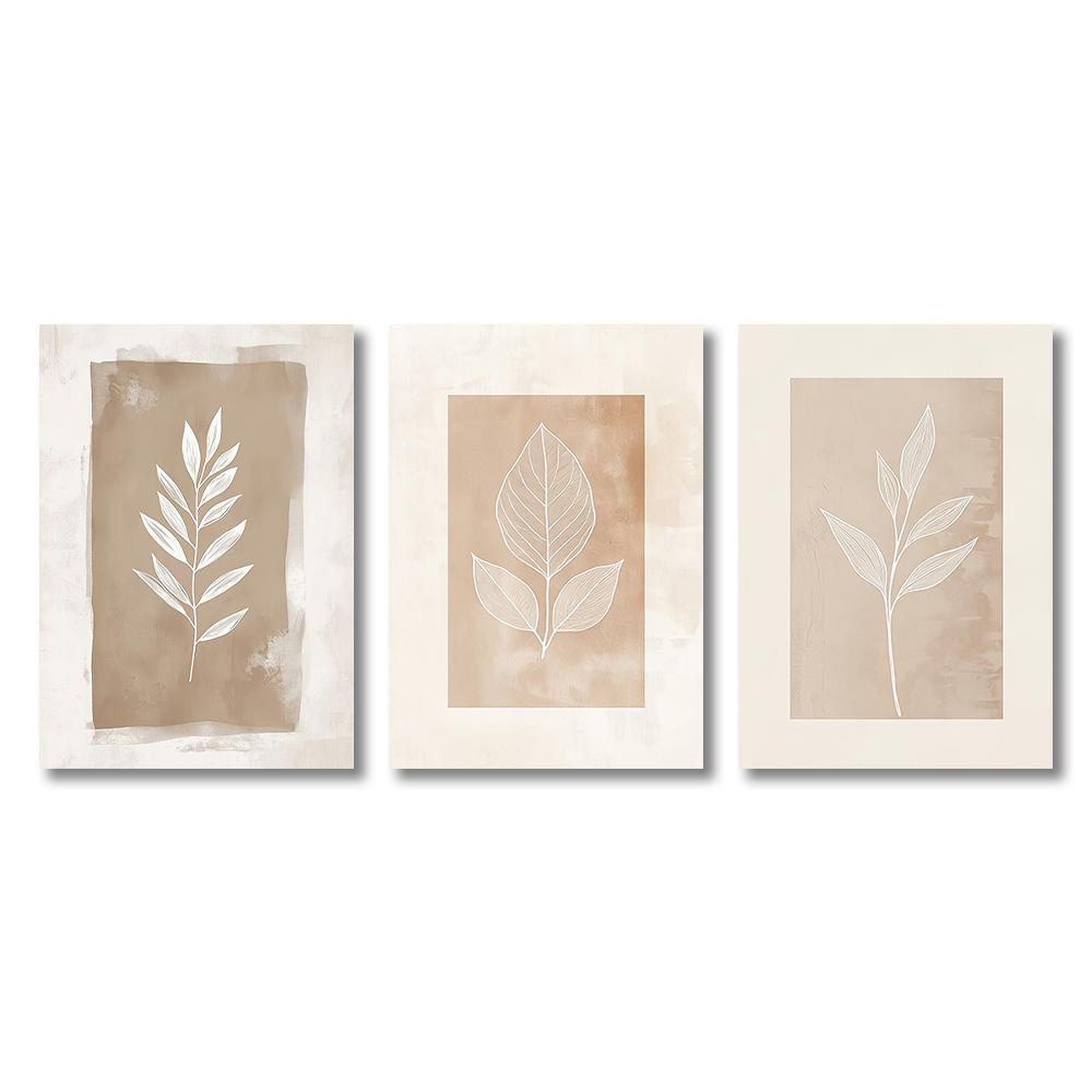 3pcs Neutral Minimalist Abstract Fern Boho Wall Art Decor Paintings Warm Tones Wall Decor Posters Home Decor Creative Gifts