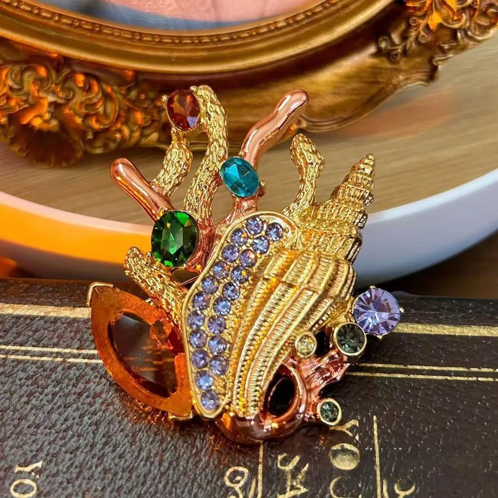 SKEDS Exquisite Large Size Vintage Brooch Rhinestone Exaggerated Butterfly Flower Animal Brooch Dinner Party Jewelry Accessories