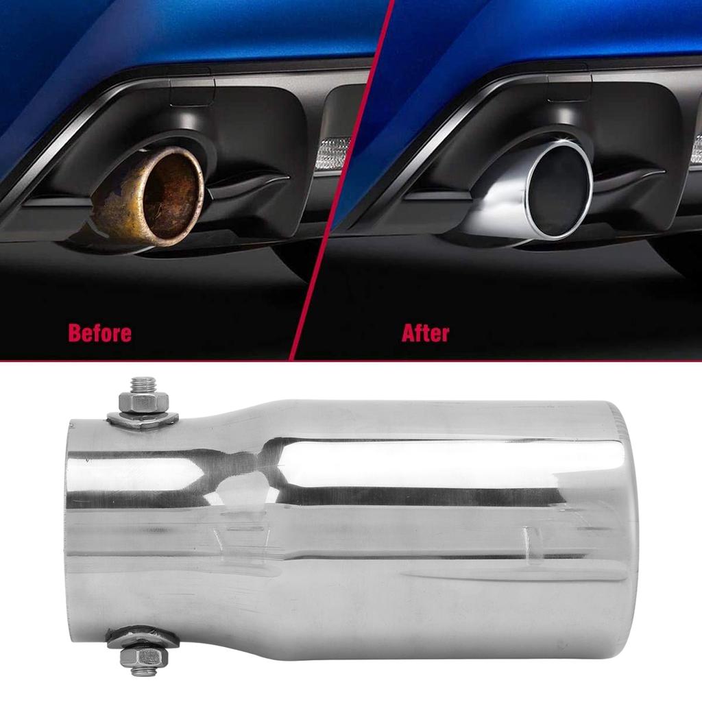 Silver Exhaust Muffler Tip Stainless Steel Tailpipe 62mm/2.44in Inlet 76mm/2.99in Outlet Universal for Car Truck
