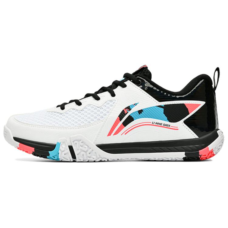 Li Ning Saga 2 Lite Cushioning Slip Resistant Abrasion Resistant Low top Badminton Shoes Unisex White AYTT003-2