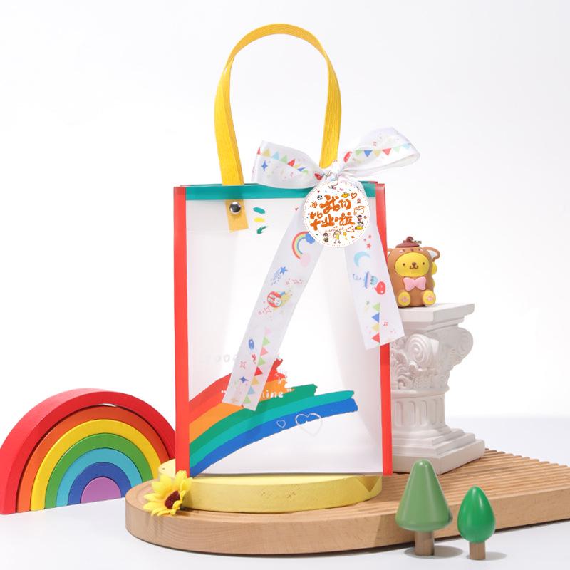 Kindergarten Party Favor Gift Bag with Transparent Handle for Back-to-School and Birthday.