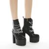 Plus Größe 35-42 Herbst Winter Gothic Frauen Stiefeletten Mode Metall Kette PU Leder Weibliche Kurze Stiefel Punk Stil damen Schuhe