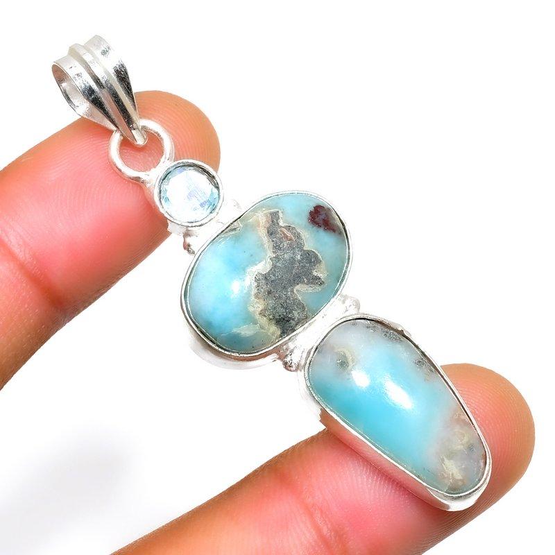 

Подвеска Republic Larimar с синим топазом и серебром 925 пробы, 2,27 дюйма 2.27 синий
