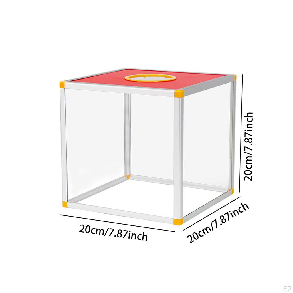 Clear Lucky Draw Box Comment Lottery for Business Fundraising Voting 20x20x20cm Four sides