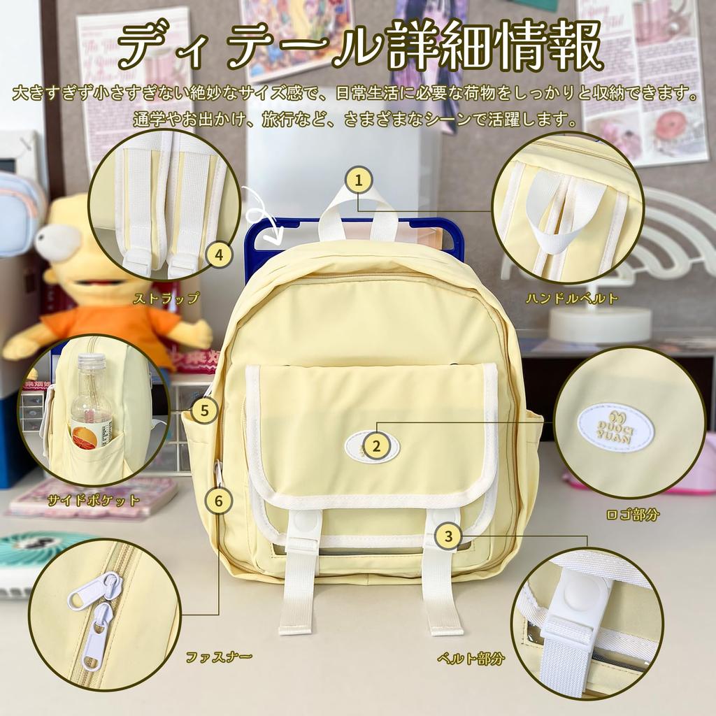 Manatsulife Ita Mini Movable Transparent Detachable Front TB06 Bag, Backpack, Women's, Cute, Otaku-inspired Bag, Lightweight, Window, Parts, (White)