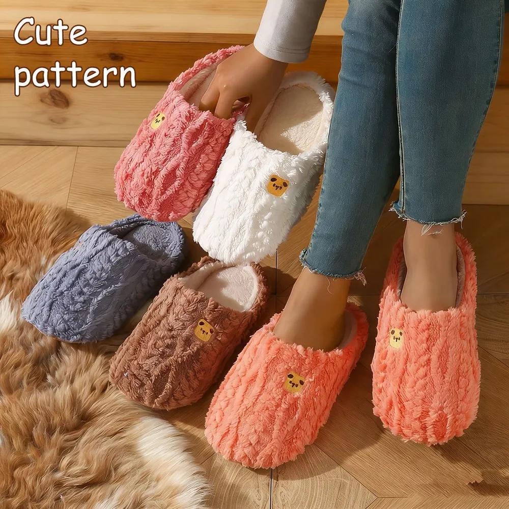 Übergröße Baumwollpantoffeln für Damen, Dick und Leicht, Rutschfeste Baumwollschuhe, Warme Schlafzimmerschuhe