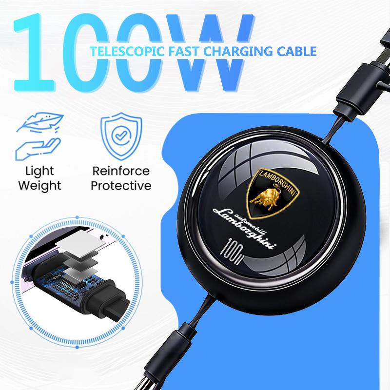 For Lamborghini Urus Huracan Aventador Premium Auto Headrest 3-in-1 Micro Data Wire USB Type C Fast Charging Car Charger Cable ngf1