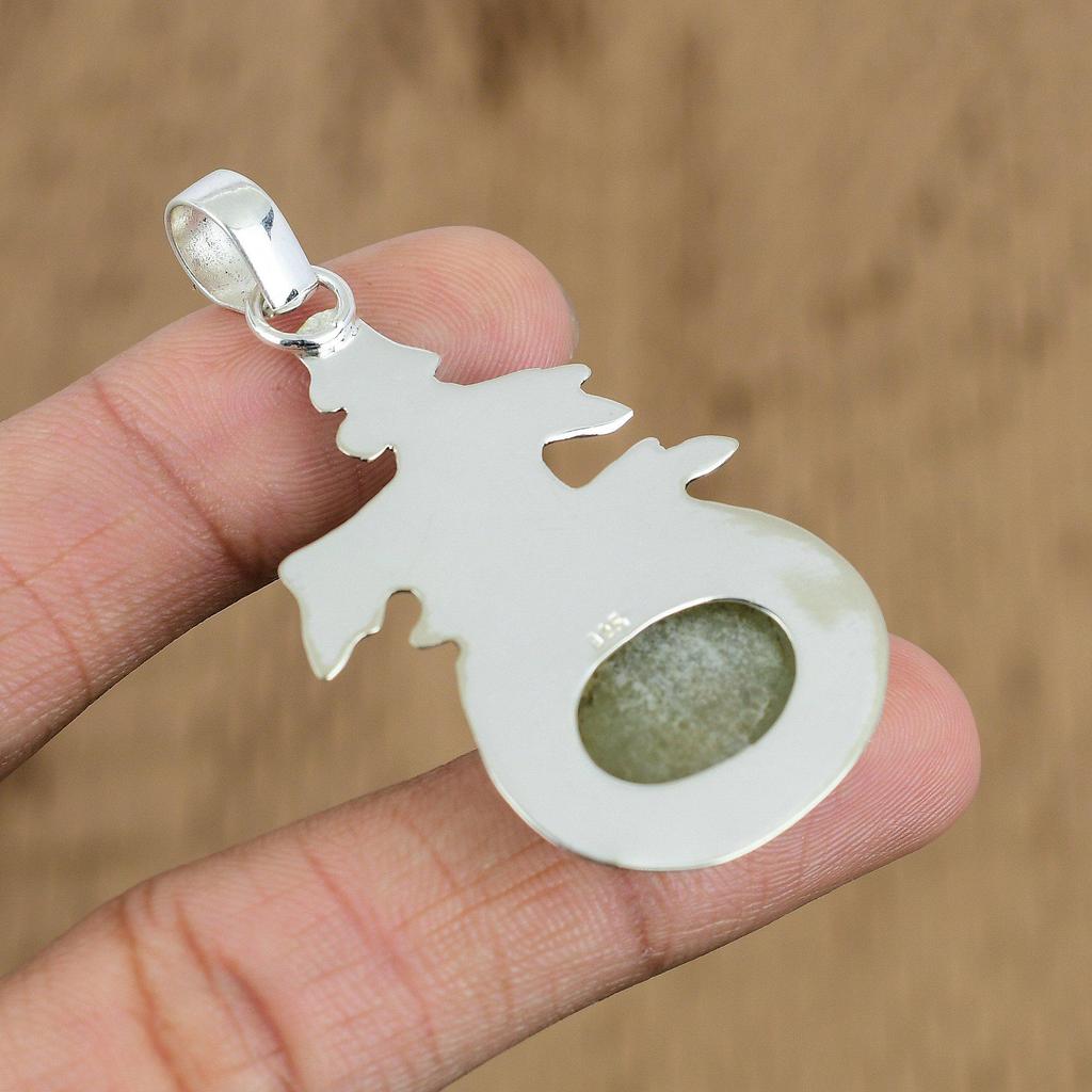 Natural Aquateen Gemstone Pendant 925 Sterling Silver Indian Jewelry For Women