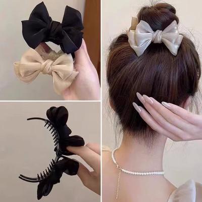 Big Bow-knot Lady Hair Clip Stylish Solid Color Hair-fixed Princess Style Gripper