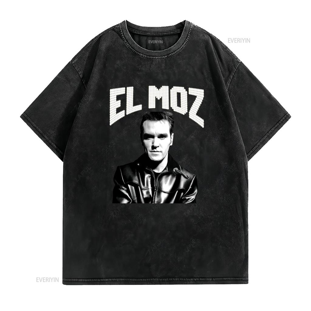 El Moz Morrissey The Smiths Jersey  T Shirt vintage Washed Versatile streetwear Unisex Breathable Slightly fashion