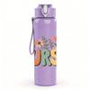 1PC Nurse Floral Letter Graphic 750ml Color Plastic Sports Water Bottle Leakproof Flip Straw Lid For Sports Office Home Use
