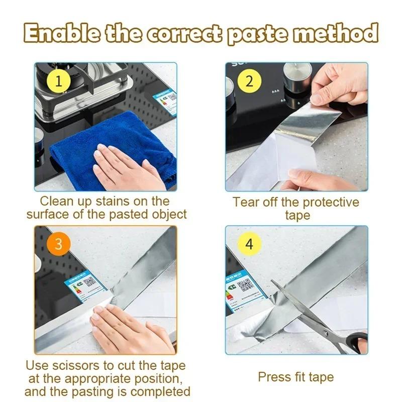 Aluminum Foil Tape Waterproof High Temperature Resistant for Pipe Repair, Moisture Rust Proof Sealing Tape for Kitchen Exhaust