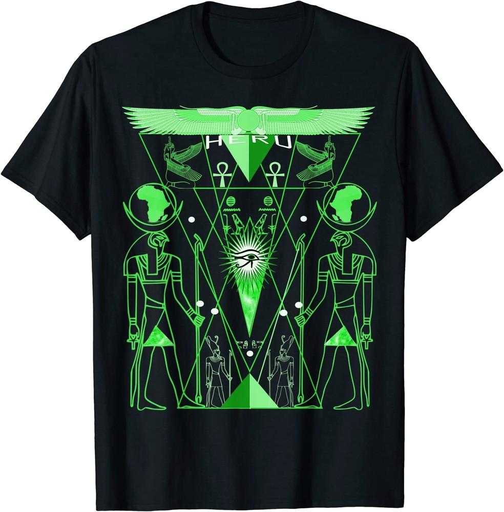 EGYPTIAN SACRED GEOMETRY T-SHIRT HORUS HERU Size S-5XL Unisex T-Shirt L