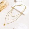 European and American Style Three-Layer Stainless Steel Heart Pendant and Beaded Clavicle Necklace