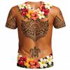 Lustiges Herren-Muskel-T-Shirt mit 3D-Brusthaaren und Sixpack-Print, Locker geschnittenes Scherz-T-Shirt