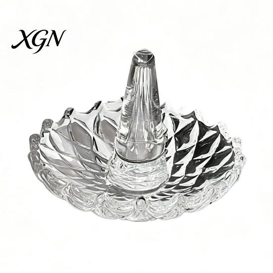 Glas-Ringschale für Hochzeitsgeschenke, Elegante Schmuckschale mit Wasserwellenmuster, Klare Dekorative Aufbewahrungskommode Schmuckschale Nachttisch und Badezimmer