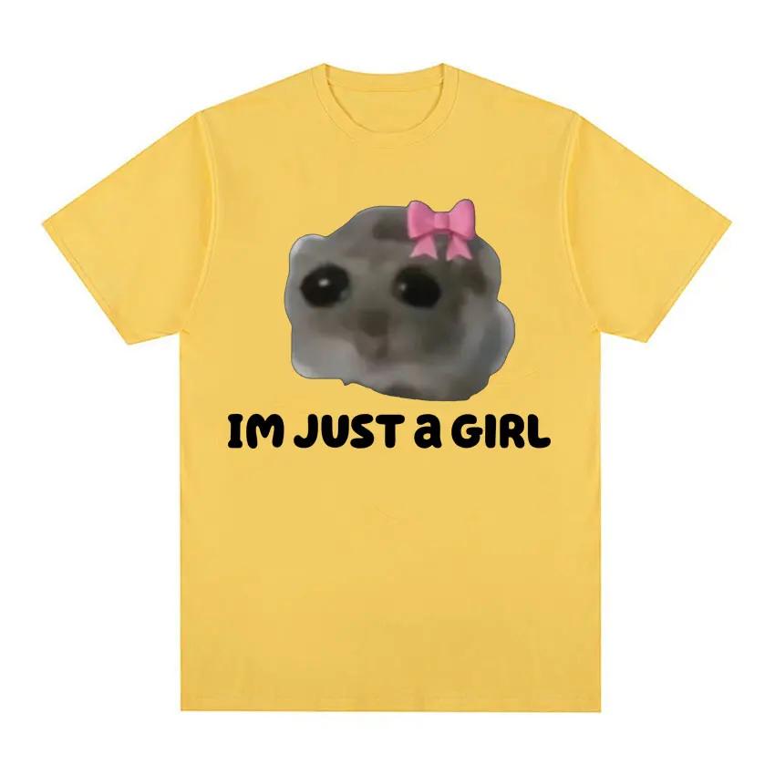 Funny Trendy Cute Sad Hamster Meme T-Shirt Men Women Summer Casual Short Sleeve Tshirts 100% Cotton Crewneck Kawaii Tops T Shirt