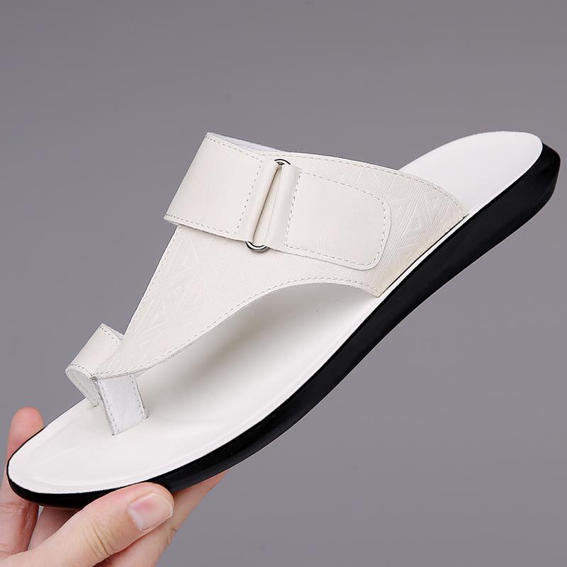 Fashion Non-Slip Casual Leather Mens Slippers Fashion Sandals Lightweight Male Half Drag Quick Dry Men Flip Flops Outdoor Beach Shoes