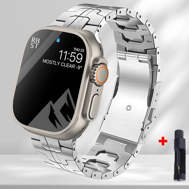 Stainless Steel Strap for Apple Watch Ultra 49mm 7 8 45mm 44mm Man Metal Link Bracelet iWatch Band 6 5 4 SE 3 42mm 41mm 40mm