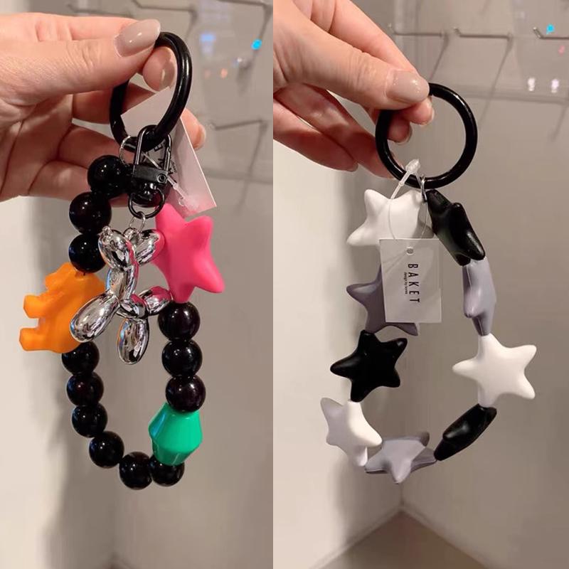 Fashion Multicolour Five Pointed Star Keychain Colorful Silicone Strap Phone Strap Accessories Phone Chain Wrist Strap Gifts