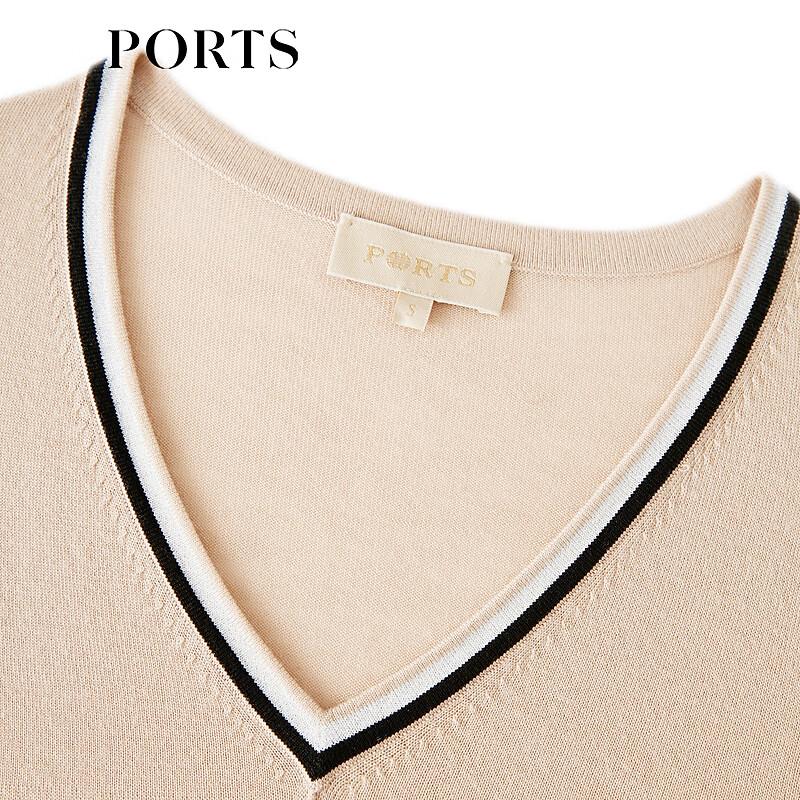 PORTS Women's V-Neck Long Sleeve Wool Knit Pullover