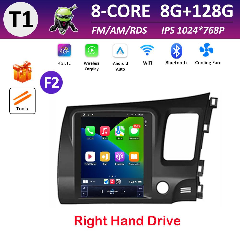 Car Multimedia Video Radio Player WIFI for Honda Civic 2005 2006 2007 2008 - 2012 Android OS Wireless Carplay GPS Navigation 4G