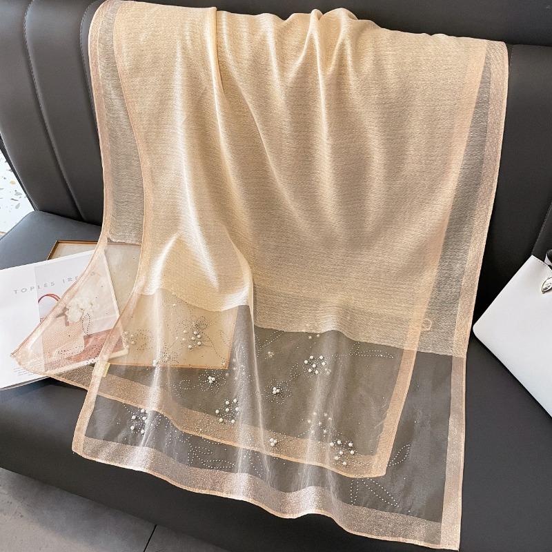 Women S Solid Color Rhinestone Beaded Scarf Warm Neck Wrap Spring Autumn