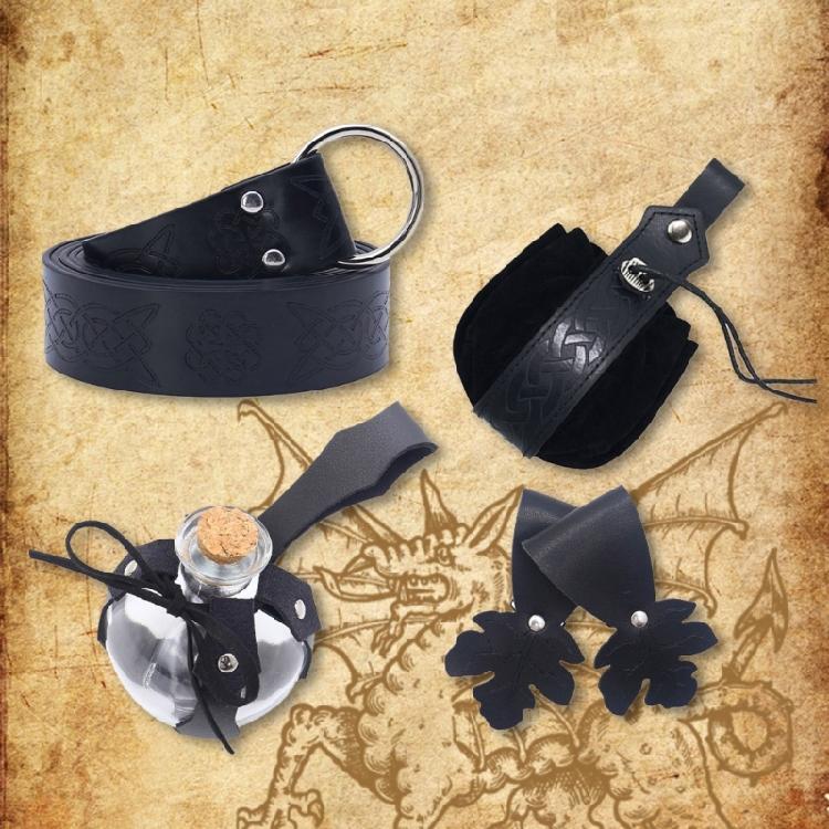1 Set Medieval Renaissance Costume Set Belt Potion Bottle Mug Holder Skirt Hikes Halloween Renaissance Accessories