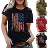 Real Shot Amazon Independence Station Cross-border European, American Independence Day Printed Short Sleeve Top Women's Summer Outer Bottom Shirt
