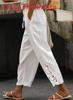 Casual Cotton Pants With Lace Patchwork And High Waist For Womens Fall Fashion