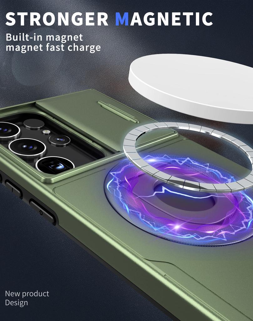 Magsafe Slide Camera Case for Samsung Galaxy S23+ S22+ S21+ Ultra Plus FE A14 A24 A34 A54 A13 A15 A05S 4G 5G Phone Cover