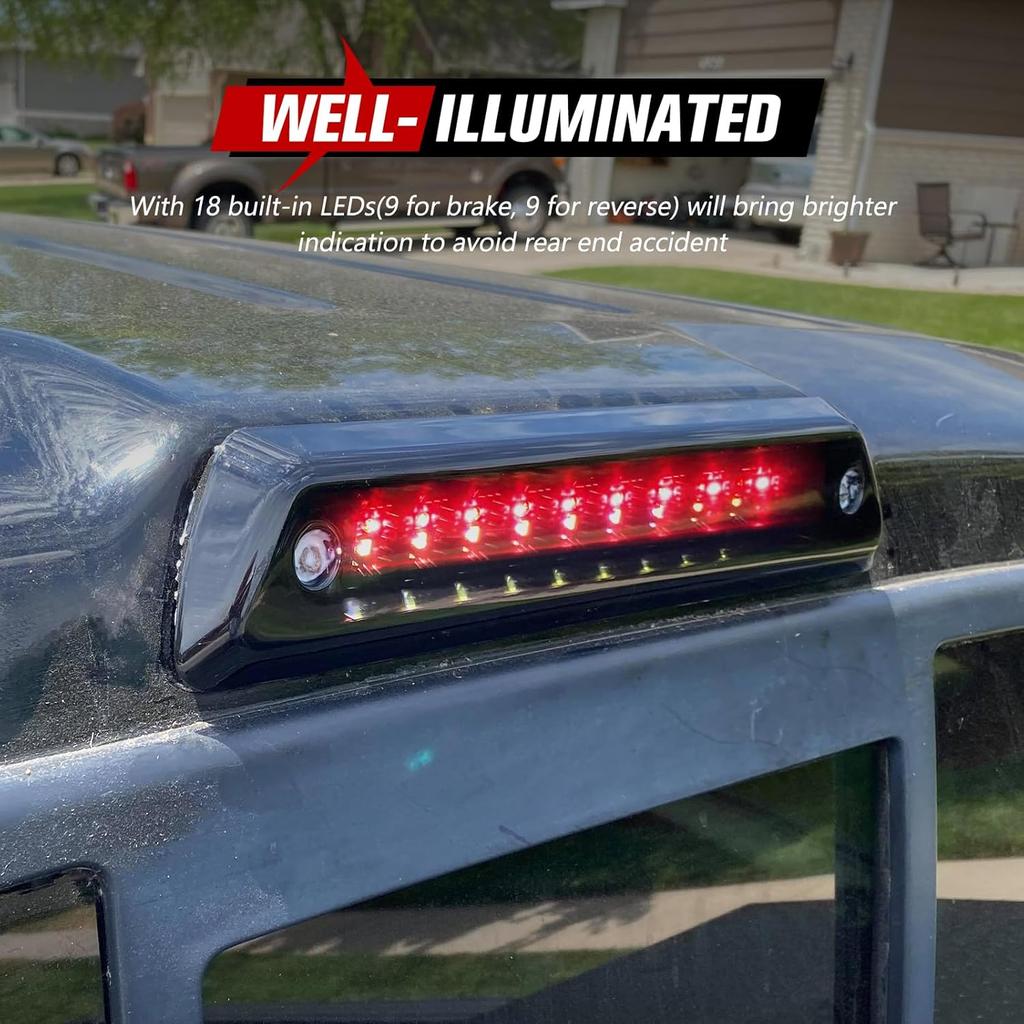 FIERYRED Third Brake Light/Reverse Light Smoked Compatible With 2009-2014 Ford F150 Light,Rear Cab Light,3Rd Lights Power Saving IP67 Waterproof