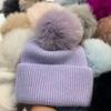 Iceland~ Flowers and Teen Stars Big Hairball Sweet and Cute Wool Hat Winter Warm Rabbit Hair Knitted Hat