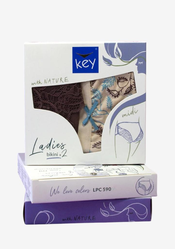 Figi damskie bawełniane (2pack) klasyczne z koronką LPC 590 Key