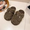 Damesko Baotou plysjtøfler polstret varme vinter tykk såle forhøyet hjemmetøfler fritidssko innendørssko snø bomullstøfler